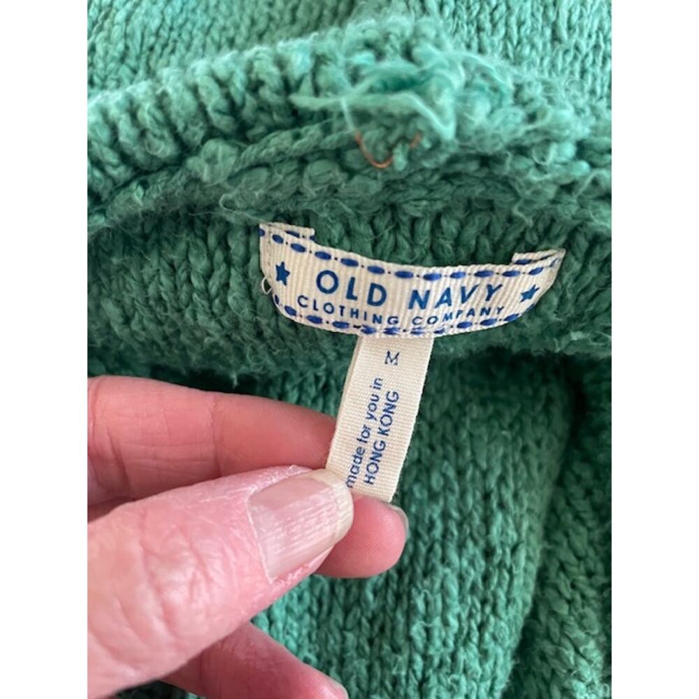 Old Navy Women's Size Medium Sweater Hoodie Green Cotton Blend - Picture 5 of 6